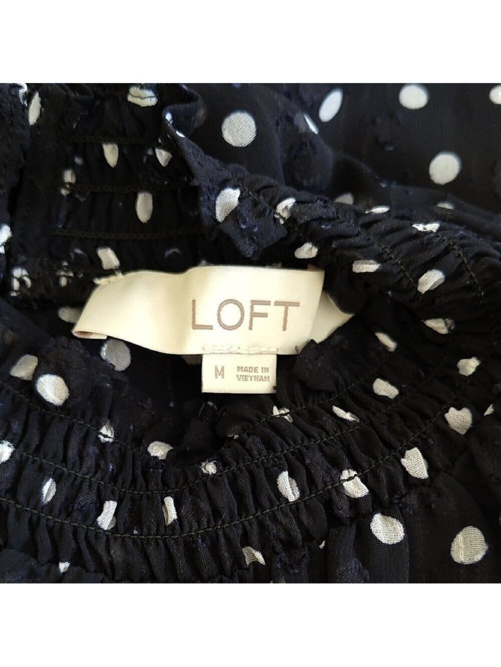 LOFT Black and White Polka Dot Blouse - Picture 7 of 7